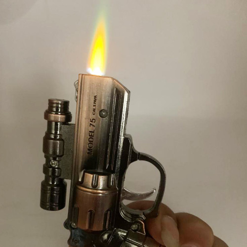 Pocket Revolver Shape Cigarette Lighter With LED Light